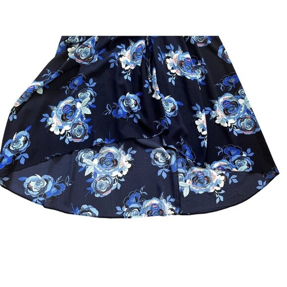 Halogen Navy Blue Floral Ruched Midi Dress M - Picture 15 of 16